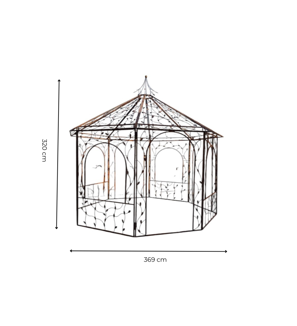 OCTAGONAL KIOSK WITH MAPLE LEAVES GM IRONWORK H320