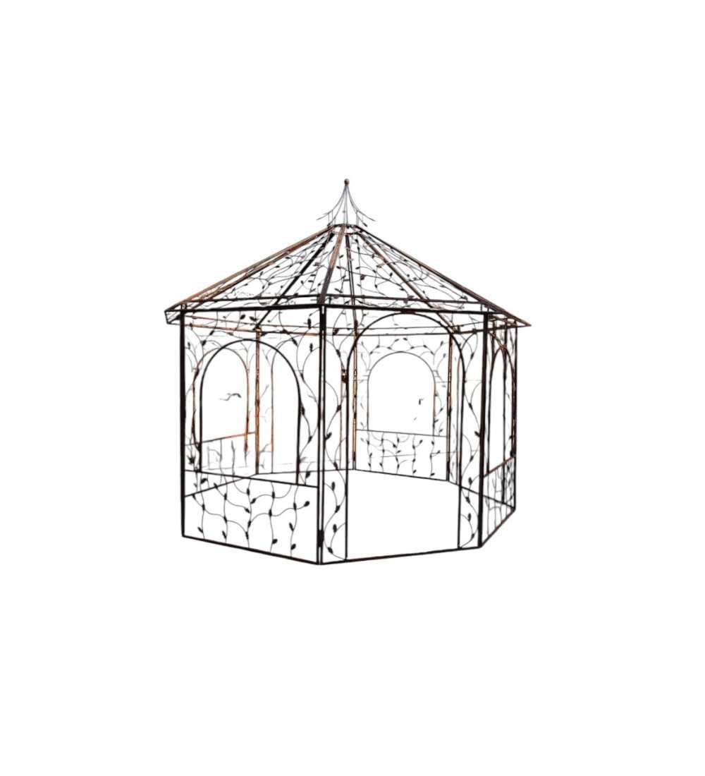 OCTAGONAL KIOSK WITH MAPLE LEAVES GM IRONWORK H320